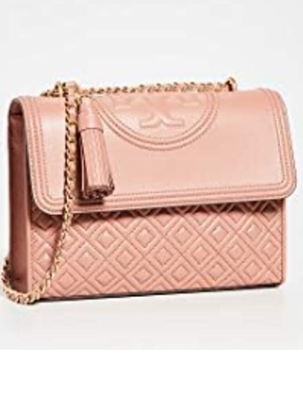 Tory Burch Fleming Quilted Leather Crossbody Bag in Mauve